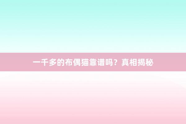 一千多的布偶猫靠谱吗?真相揭秘